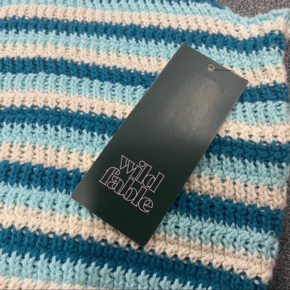 Wild Fable Women's Scoop Neck Sweater Knit Tank Top Dark Teal Blue Striped XXL - Picture 6 of 6